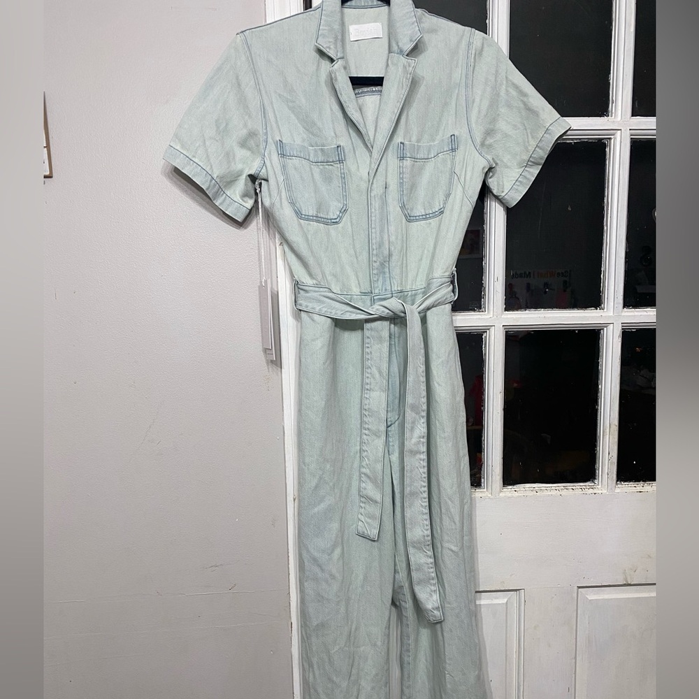 Boyish “The Jesse” Short Sleeve Utility Jumpsuit - Light Wash Denim | XS - Picture 4 of 11